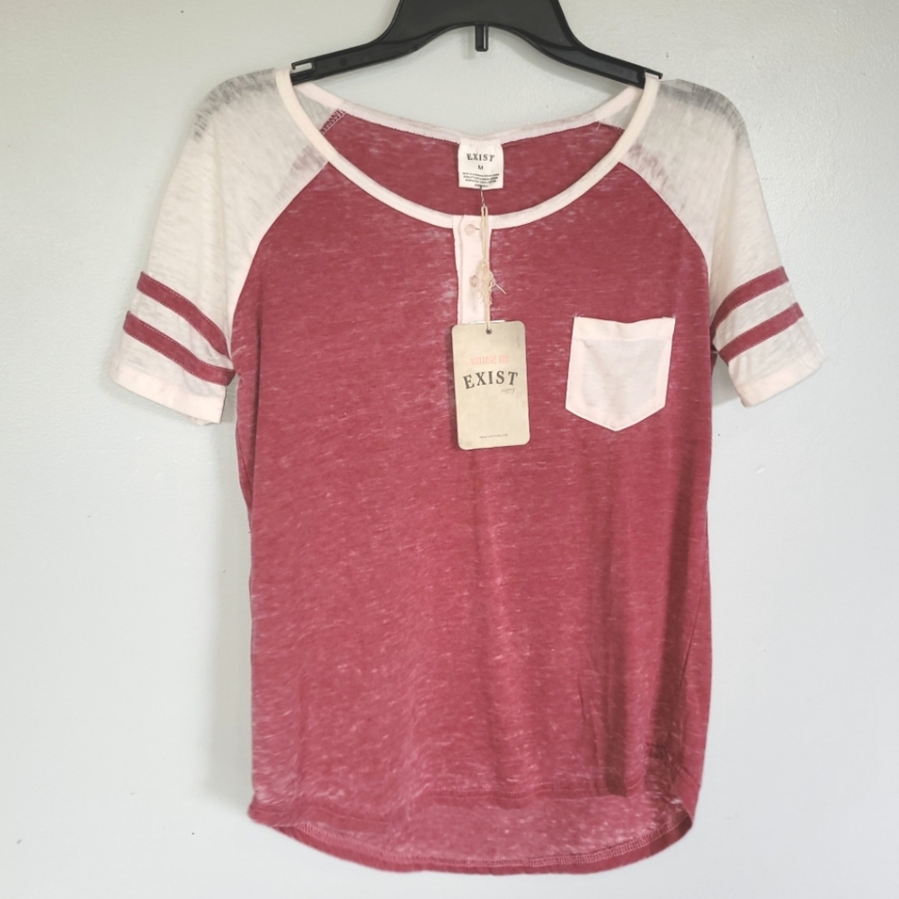 Vintage Tee Sporty Cute Burnout Baseball Tee